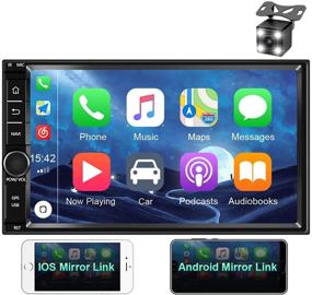 img 4 attached to 🚗 Camecho 7-inch Double Din Car Stereo, Android 9.0 Head Unit with GPS Navigation, 1080P Touch Screen, 1GB RAM/16GB ROM, Bluetooth, FM, WiFi, Mirror Link, Backup Camera support for both iOS/Android Phones