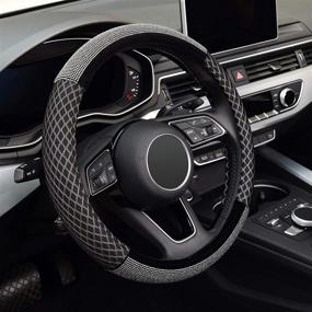 img 4 attached to 💎 KAFEEK Diamond Steering Wheel Cover with Crystal Rhinestones, 15-inch Universal Anti-Slip, Breathable Ice Silk - Black Diamond