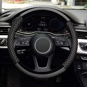 img 3 attached to 💎 KAFEEK Diamond Steering Wheel Cover with Crystal Rhinestones, 15-inch Universal Anti-Slip, Breathable Ice Silk - Black Diamond