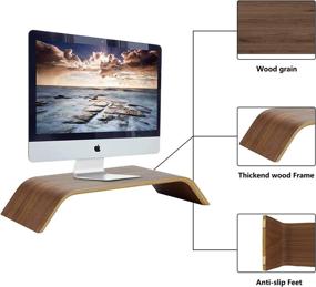 img 3 attached to 🖥️ Space-Saving Samdi Wooden Computer Monitor Stand - Ideal Desktop Riser for Computers, LCD Monitors, Laptops, iMacs, Notebooks, and Apple MacBooks - Stylish Black Walnut Design