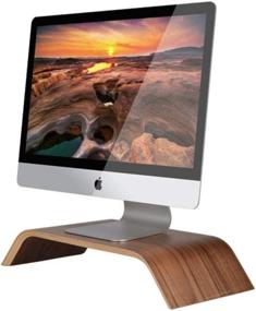 img 4 attached to 🖥️ Space-Saving Samdi Wooden Computer Monitor Stand - Ideal Desktop Riser for Computers, LCD Monitors, Laptops, iMacs, Notebooks, and Apple MacBooks - Stylish Black Walnut Design