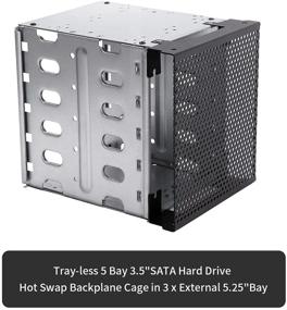 img 2 attached to 💽 UMXOSM Hard Drive Cage: SATA HDD Rack with Fan Space - Enhance Computer Storage with 5.25" to 5X 3.5 Bay