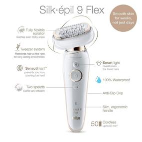 img 2 attached to 🪒 Braun Silk-épil 9 9-020: Flexible Head Epilator with Facial Hair Removal, Shaver & Trimmer - Cordless, Rechargeable, Wet & Dry Beauty Kit Including Body Massage Pad