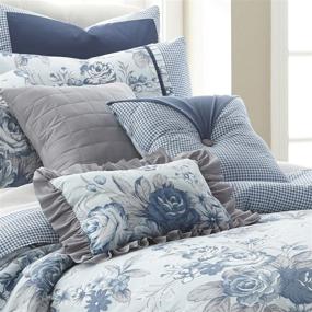 img 2 attached to 🌸 Amrapur Overseas Floral Farmhouse 8-Piece Comforter Set in Light Blue, King Size