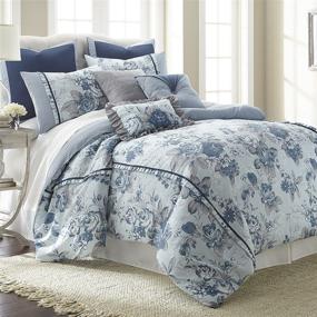 img 3 attached to 🌸 Amrapur Overseas Floral Farmhouse 8-Piece Comforter Set in Light Blue, King Size