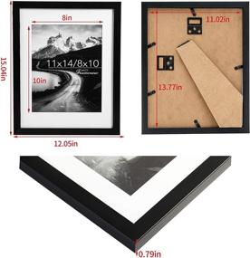 img 2 attached to 📸 Framenow 11x14 Picture Frames Set of 3 - Real High Definition Glass, Display Pictures 8x10 with Ivory Mat or 11x14 Without Mat - Wall and Tabletop Mounting Photo Frame, Black (11x14'', 8x10'')