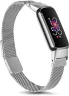 🔗 koreda stainless steel mesh loop adjustable magnetic wristband strap - compatible with fitbit luxe bands for women men, replacement for fitbit luxe fitness and wellness tracker (silver) logo