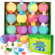 🎁 handmade 12-piece gift set: bath bombs for kids with surprise toys inside - safe & fun bubble bath fizzies for boys and girls - vegan spa fizz balls kit with essential oils logo