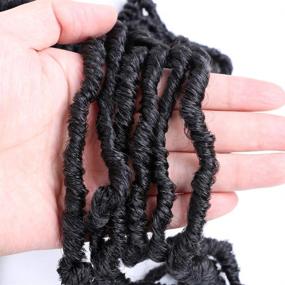 img 1 attached to 🔥 Волосы Mtmei Faux Locs крючком Волосы 6 пакетов - Расширения богини Locs Dredloks | Длина 18" | 21 Прядь | Мягкие локоны из волос крючком | Кудрявые ложные локоны заплетания волос | #1B Черный