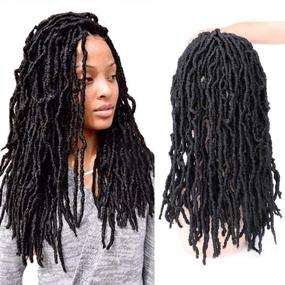 img 4 attached to 🔥 Волосы Mtmei Faux Locs крючком Волосы 6 пакетов - Расширения богини Locs Dredloks | Длина 18" | 21 Прядь | Мягкие локоны из волос крючком | Кудрявые ложные локоны заплетания волос | #1B Черный