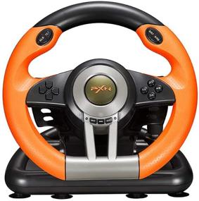 img 3 attached to 🎮 Universal USB Car Sim Race Steering Wheel with Pedals for PS3, PS4, Xbox One, Xbox Series X/S, Nintendo Switch - PXN V3II 180° PC Racing Wheel (Orange)