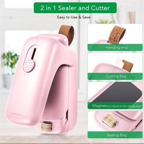 img 3 attached to 👜 DuJaSho Mini Bag Sealer & Cutter: Portable Heat Sealer for Vacuum Sealer Bags - Chip, Snack, Cereal & Plastic Food Bags - Pink