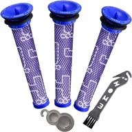 🔍 3-pack high-quality replacement filters for dc58, dc59, v6, v7, v8 absolute animal motorhead - replacements part 965661-01, 3 filters kit, with 1 cleaning brush логотип