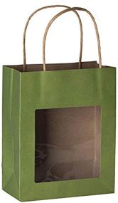 img 4 attached to 🛍️ Hammont Green Kraft Paper Bag with Window (10 Pack) - Versatile Food Storing Pouches with Handles and Gift Bags featuring a Transparent Window 7.75"x 6.25"x 3