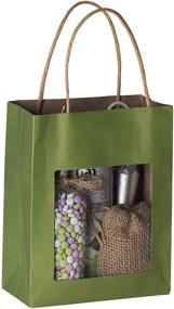 img 3 attached to 🛍️ Hammont Green Kraft Paper Bag with Window (10 Pack) - Versatile Food Storing Pouches with Handles and Gift Bags featuring a Transparent Window 7.75"x 6.25"x 3