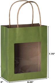 img 2 attached to 🛍️ Hammont Green Kraft Paper Bag with Window (10 Pack) - Versatile Food Storing Pouches with Handles and Gift Bags featuring a Transparent Window 7.75"x 6.25"x 3