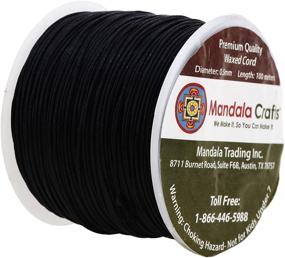 img 2 attached to Mandala Crafts 0.5mm 109 Yards Waxed Cotton Cord Thread for Jewelry, Beading, Macramé, and Crafting (Black)