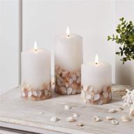 🕯️ enhance ambiance with lights4fun, inc. set of 3 truglow seashell ivory wax flameless led battery operated pillar candles - includes remote control логотип