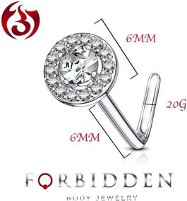 img 2 attached to 💎 Forbidden Body Jewelry Fancy Double Tiered Big 6mm CZ Halo L Shaped Nose Ring - Surgical Steel, 20g