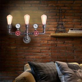 img 3 attached to 💡 Water Pipe Wall Lamp Steampunk, MQ 3 Lights Wall Sconces Vintage Rustic Wall Light Fixtures Wall Mount E26 Socket for Bathroom Hallway Basement - Copper Color