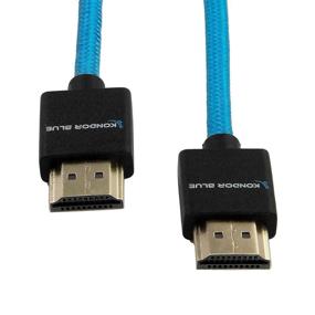 img 2 attached to KONDOR BLUE Full HDMI Braided Cable for On-Camera Film Monitors, 2.0 High Speed 4K 3D HDR, 3840 x 2160-60Hz, 18Gbps MetaData, 16-inch, Blue