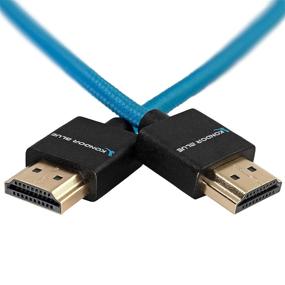 img 1 attached to KONDOR BLUE Full HDMI Braided Cable for On-Camera Film Monitors, 2.0 High Speed 4K 3D HDR, 3840 x 2160-60Hz, 18Gbps MetaData, 16-inch, Blue