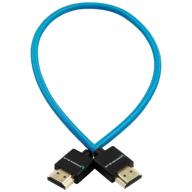 kondor blue full hdmi braided cable for on-camera film monitors, 2.0 high speed 4k 3d hdr, 3840 x 2160-60hz, 18gbps metadata, 16-inch, blue logo