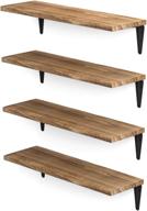 wallniture arras floating shelves, wood wall shelves for 🔥 kitchen storage and organization, set of 4 burned finish wall shelf logo