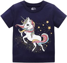 img 1 attached to 🦄 Enchant Your Little One: Toddler Crewneck Unicorn Outfits for Girls' Clothing