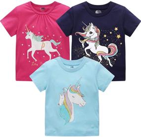 img 4 attached to 🦄 Enchant Your Little One: Toddler Crewneck Unicorn Outfits for Girls' Clothing