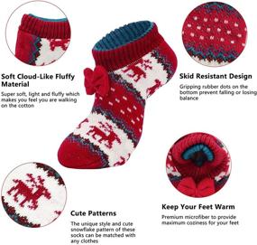 img 1 attached to 🧦 Non-Slip Fuzzy Winter Socks Christmas Grippers for Women - Slipper Socks with Athletic Warmth