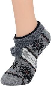 img 3 attached to 🧦 Non-Slip Fuzzy Winter Socks Christmas Grippers for Women - Slipper Socks with Athletic Warmth