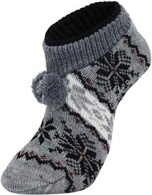 img 4 attached to 🧦 Non-Slip Fuzzy Winter Socks Christmas Grippers for Women - Slipper Socks with Athletic Warmth