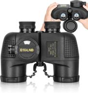 🔭 waterproof marine binoculars 10x50 with illuminated rangefinder and compass - esslnb bak4 military binoculars for boating, navigation, hunting - includes strap and carrying bag logo