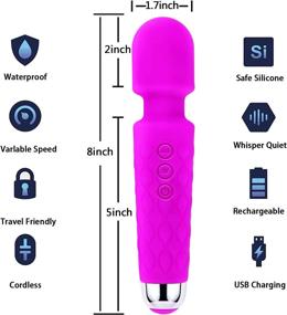 img 1 attached to 🔥 Pheiho Wand Massager for Women: 8 Powerful Speeds & 20 Vibration Modes - Portable, Rechargeable, Waterproof Handheld Cordless Massager for Neck, Back, and Muscle Aches - Ideal for Sports Recovery and Therapy