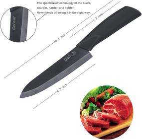 img 2 attached to 🔪 Black Ceramic Knife Set - Super Sharp, Rust-Proof, Stain Resistant - 6" Bread, 6" Chef, 5" Utility, 4" Fruit - with Sheaths