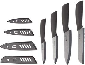 img 4 attached to 🔪 Black Ceramic Knife Set - Super Sharp, Rust-Proof, Stain Resistant - 6" Bread, 6" Chef, 5" Utility, 4" Fruit - with Sheaths