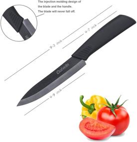 img 1 attached to 🔪 Black Ceramic Knife Set - Super Sharp, Rust-Proof, Stain Resistant - 6" Bread, 6" Chef, 5" Utility, 4" Fruit - with Sheaths