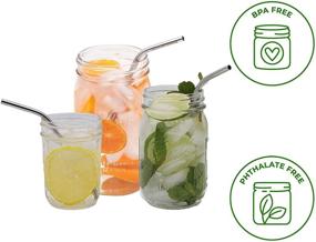 img 1 attached to 🥤 Reusable Stainless Steel Straws for Mason Jars - Combo Pack (6 Pack + Cleaning Brush + Cloth Bag)