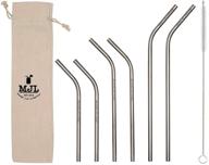 🥤 reusable stainless steel straws for mason jars - combo pack (6 pack + cleaning brush + cloth bag) logo