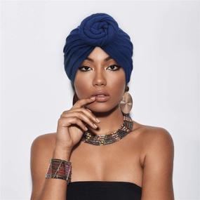 img 2 attached to 🧕 SATINIOR 4-Piece African Pattern Pre-Tied Bonnet Turban Knot Beanie Cap Headwrap Hat