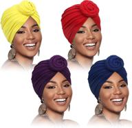 🧕 satinior 4-piece african pattern pre-tied bonnet turban knot beanie cap headwrap hat logo