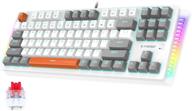 🎮 механическая игровая клавиатура e-yooso - проводная игровая клавиатура с 87 клавишами с красными переключателями, одноцветной подсветкой и rgb светодиодной боковой подсветкой для игр на windows, mac и пк логотип