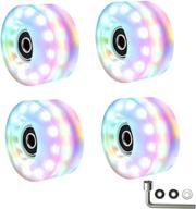 🛼 sretanj 4 pack 82a outdoor roller skate wheels – luminous double-row skating and skateboard wheels with bearings, 58mm x 32mm size, ideal skateboard accessories logo