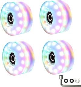 img 4 attached to 🛼 Sretanj 4 Pack 82A Outdoor Roller Skate Wheels – Luminous Double-Row Skating and Skateboard Wheels with Bearings, 58mm x 32mm Size, Ideal Skateboard Accessories