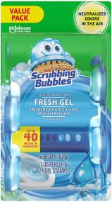 img 4 attached to 🚽 Scrubbing Bubbles Fresh Gel Toilet Bowl Cleaning Stamps - Rainshower Scent, 1 Dispenser + 24 Gel Stamps | Helps Prevent Limescale, Toilet Rings | Gel Cleaner for Better Maintenance