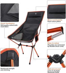 img 3 attached to 🏕️ G4Free Lightweight Portable High Back Camping Chair with Headrest & Pocket - Ideal for Outdoor Travel, Picnic, Hiking, Fishing - Folding Backpacking Camp Chairs Upgrade