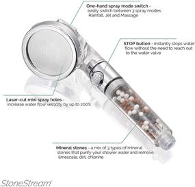 img 2 attached to 🚿 Enhanced StoneStream Shower Head: Eco Power High Pressure Water Softener Filtered Handheld Showerhead with Spa-like Ionic Beads for Dry Skin & Hair — Featuring 3 Spray Settings