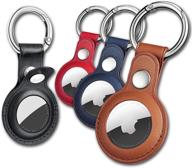 eusty airtag keychain holder - 4 pack protective leather case with key ring for apple airtags - compatible with apple new airtag dog collar - multi-color logo