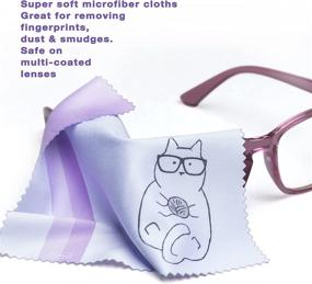 img 3 attached to Set of 10 Microfiber Cleaning Cloths with Cute Kitty Cat Design - Ideal for Eyeglasses, Sunglasses, Cell Phone, and more - Assorted Beautiful Designer Colors (Blue, Pink, Yellow, Purple, Green) - High-Quality Cloth Wipes